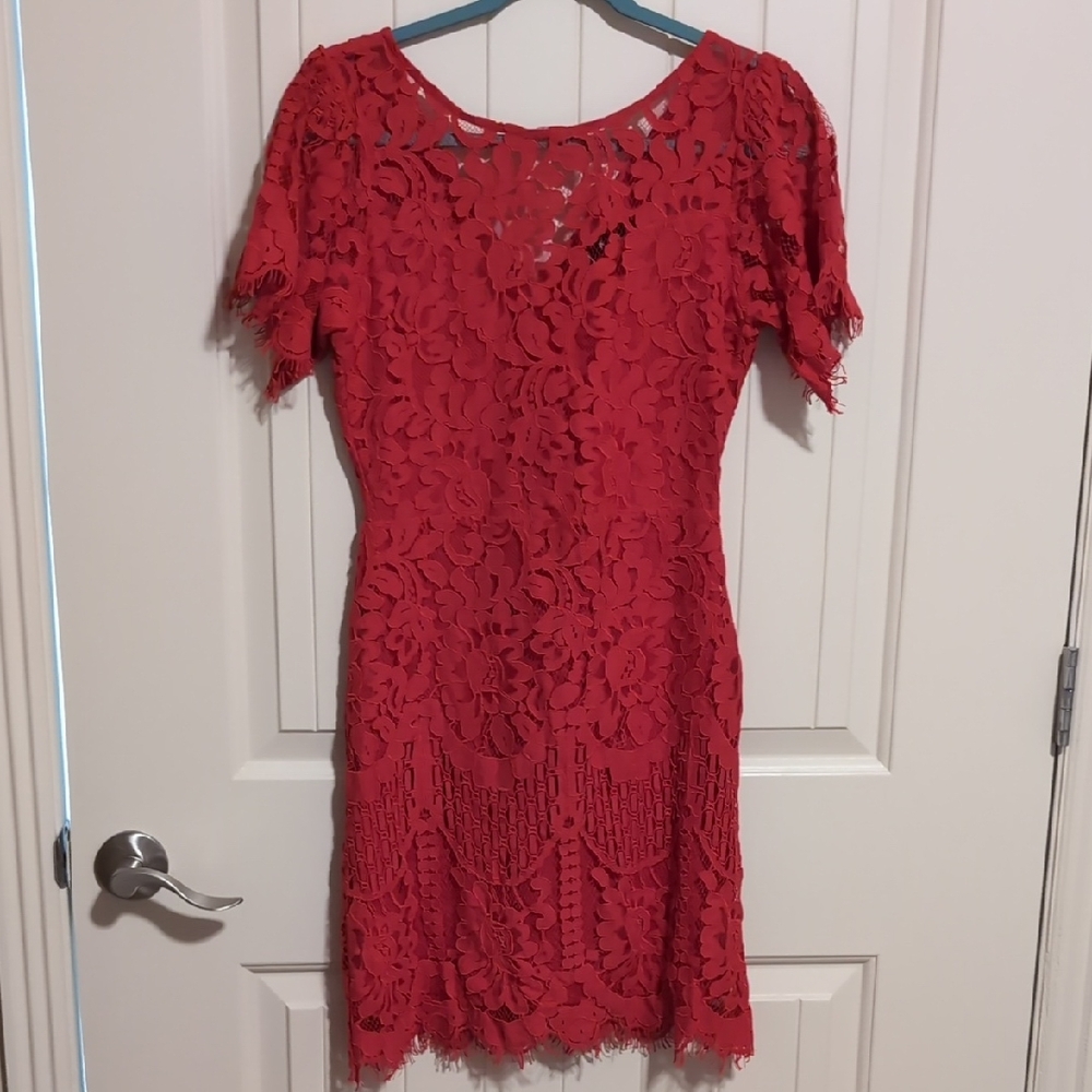 Lulu's Red Lace Mini Dress